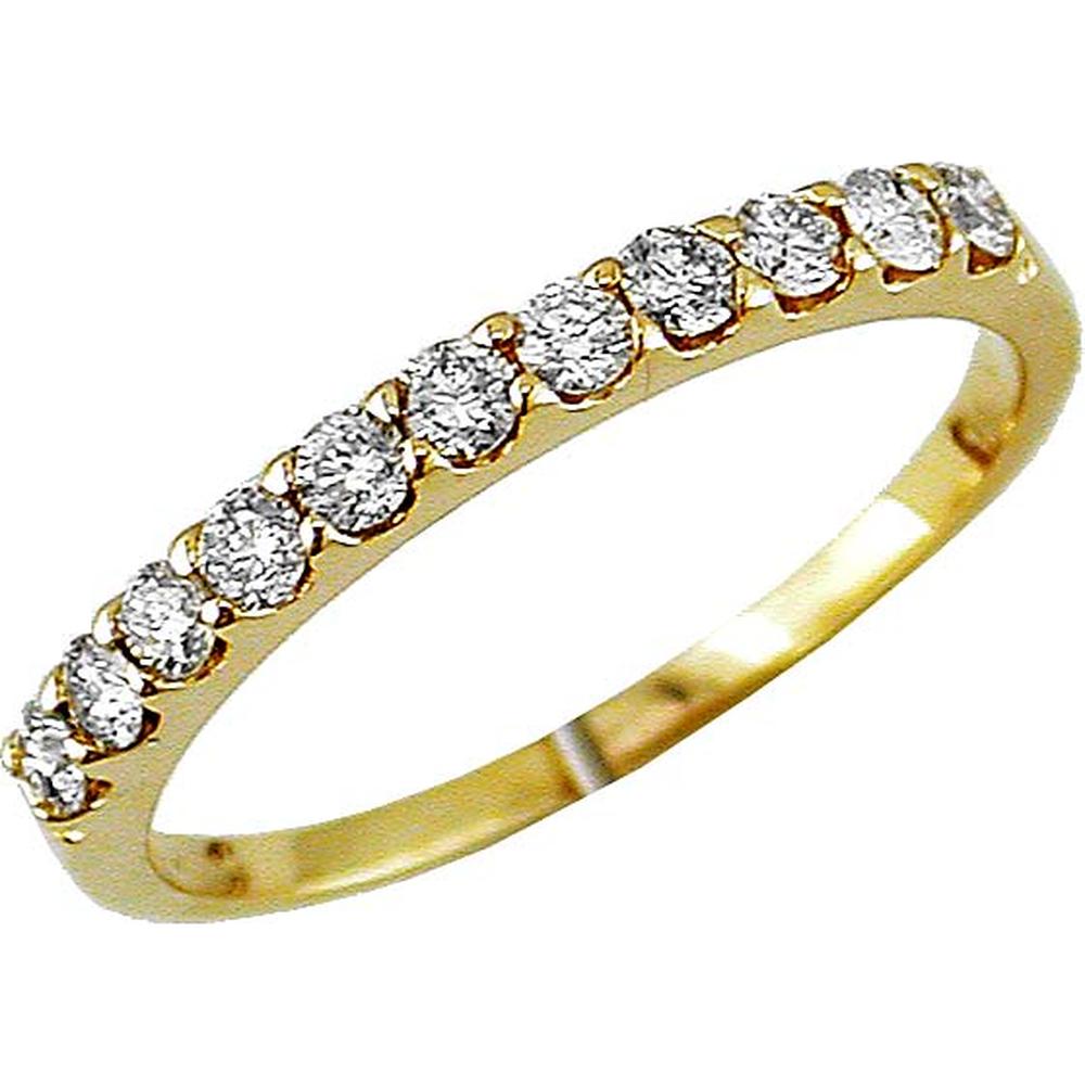 14K Yellow Gold Wedding Band with Shared-Prong Set Round Diamonds - 0.40 Carat Total Diamond Weight - Royal Jewelry