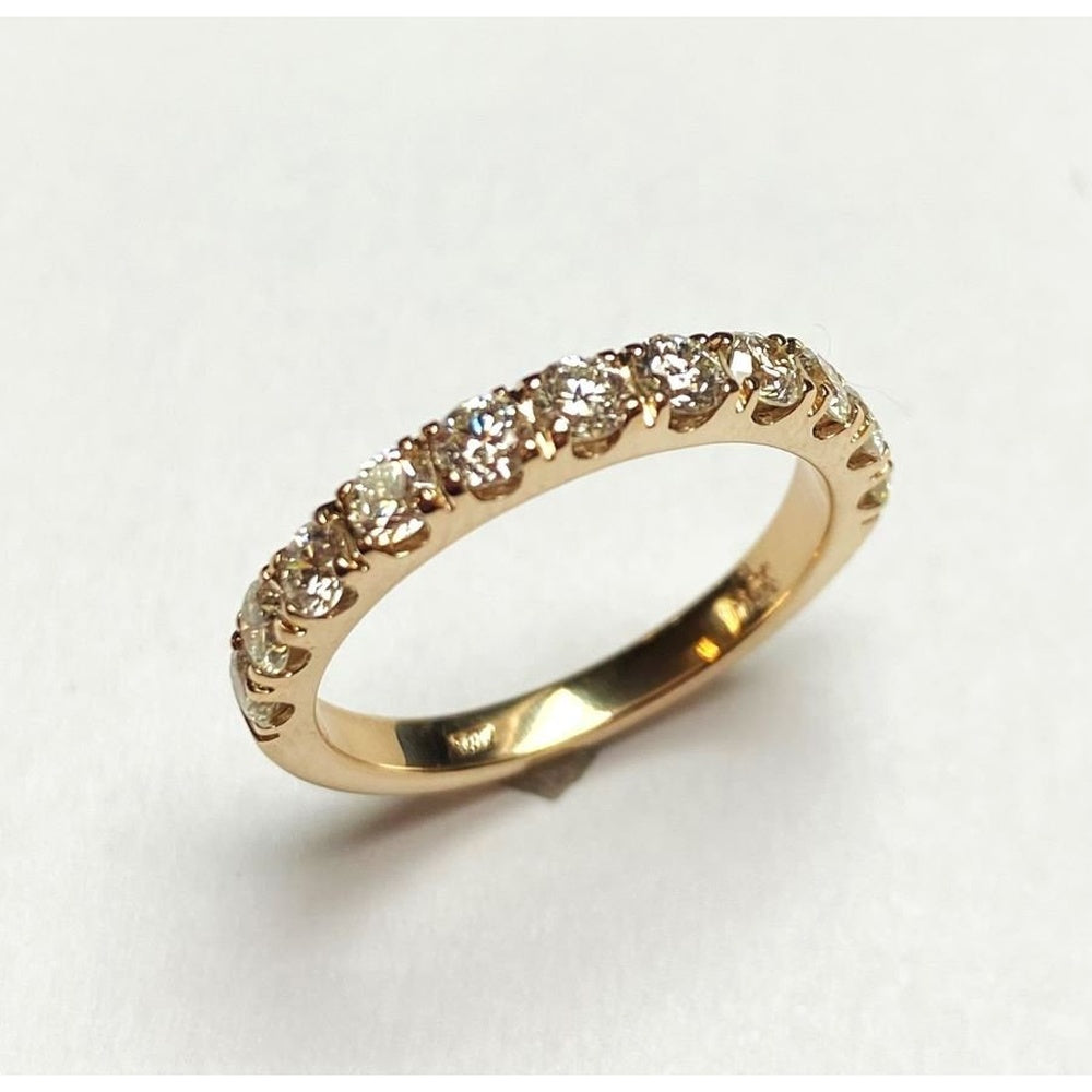 14K Yellow Gold Wedding Band with Shared Prong Set Round Diamonds - 0.95 Carat Total Diamond Weight by Auriventus