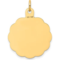 14K Yellow Gold Wedding Bells Engravable Disc Pendant - 23mm by Oro Pregiato