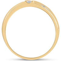 14K Yellow Gold Wedding Cross Band with Channel-Set Round Diamonds - 0.05 Carat Total Diamond Weight