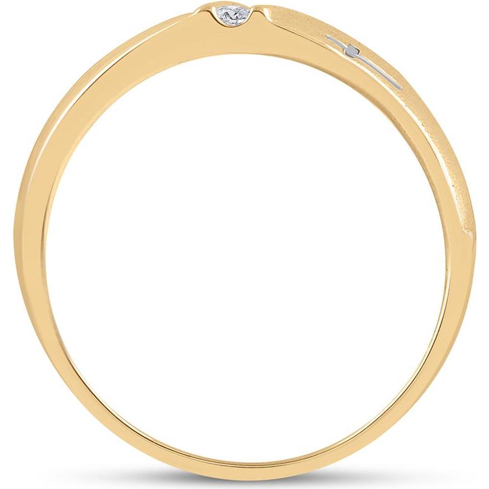 14K Yellow Gold Wedding Cross Band with Channel-Set Round Diamonds - 0.05 Carat Total Diamond Weight