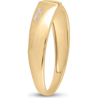 14K Yellow Gold Wedding Cross Band with Channel-Set Round Diamonds - 0.05 Carat Total Diamond Weight