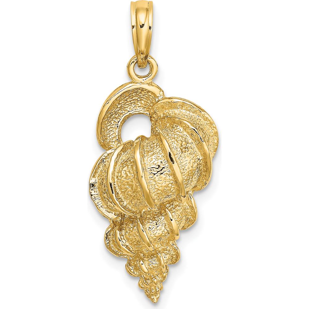 14K Yellow Gold Wentletrap Shell Charm Pendant with Textured Finish by Oro Pregiato