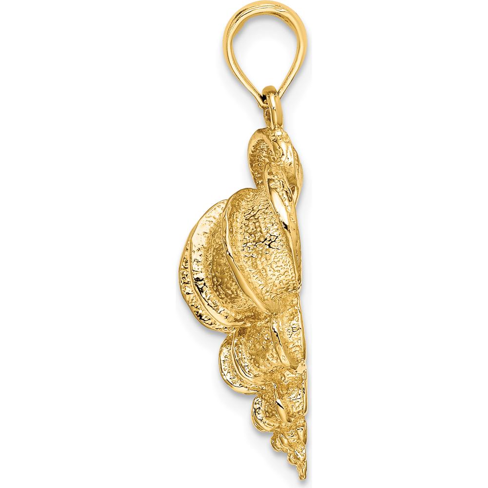 14K Yellow Gold Wentletrap Shell Charm Pendant with Textured Finish by Oro Pregiato