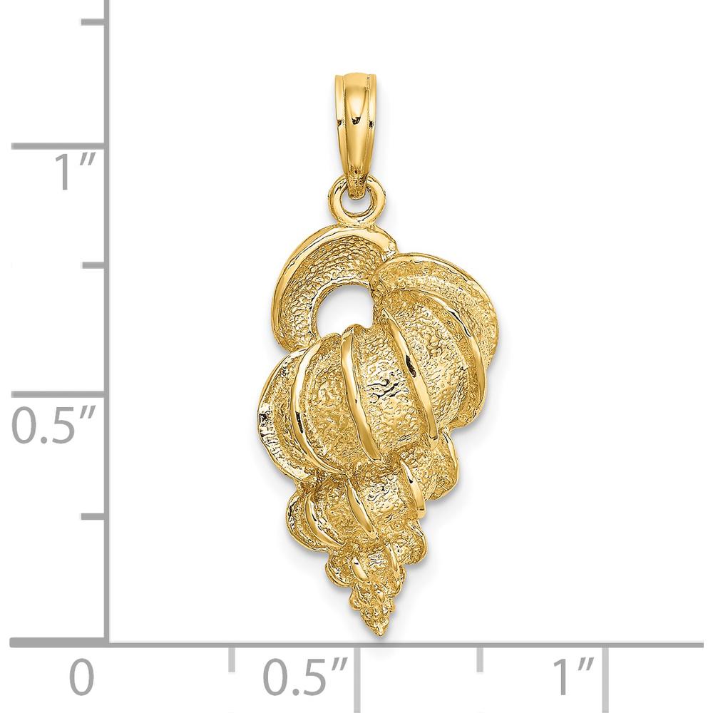 14K Yellow Gold Wentletrap Shell Charm Pendant with Textured Finish by Oro Pregiato