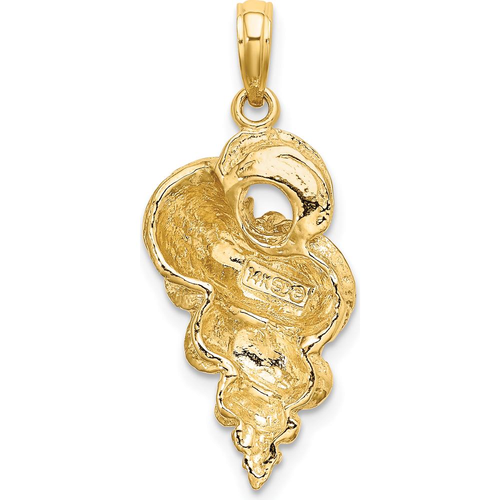 14K Yellow Gold Wentletrap Shell Charm Pendant with Textured Finish by Oro Pregiato