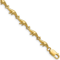 14K Yellow Gold Whale Station Bracelet - Polished Finish - 7.25" by Oro Pregiato