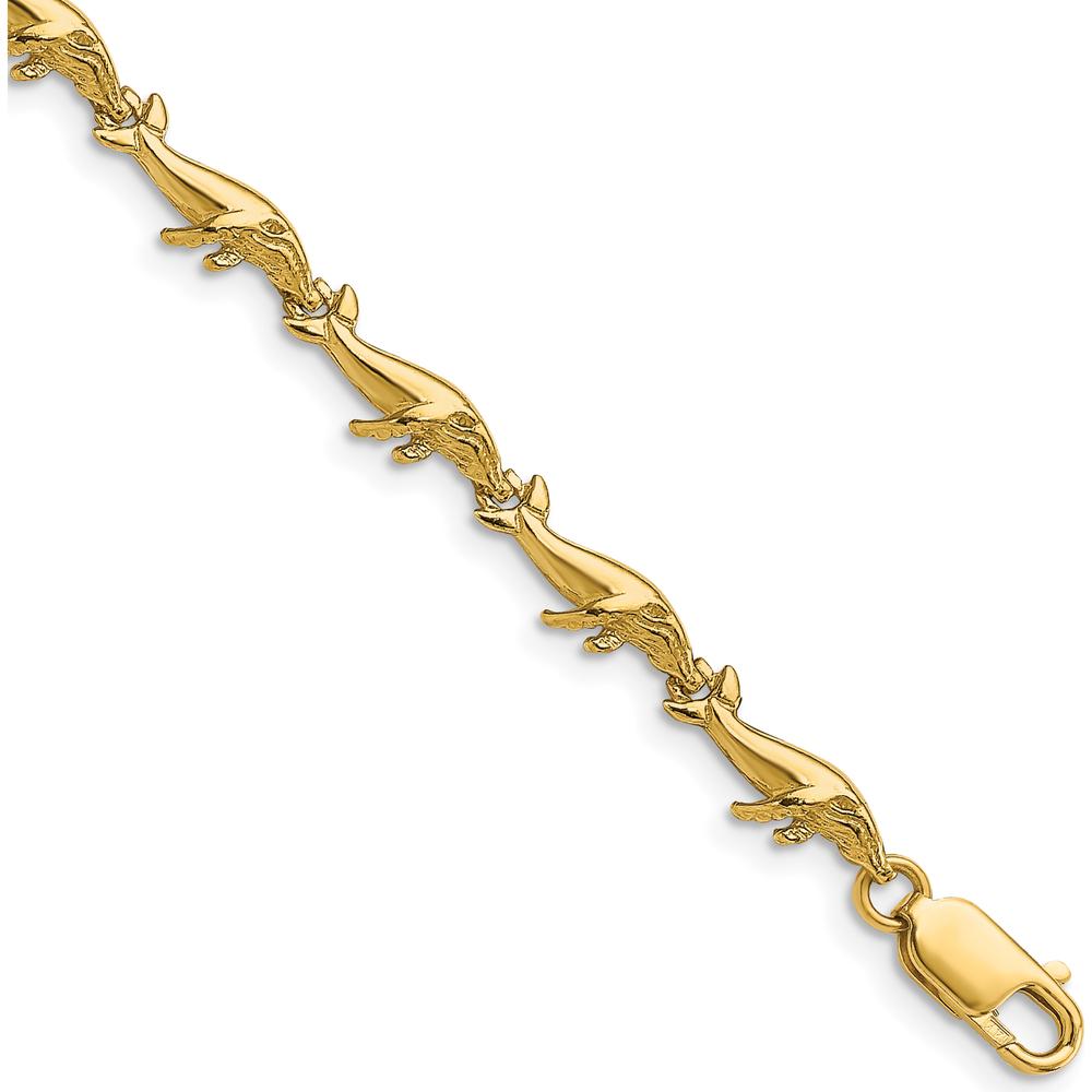 14K Yellow Gold Whale Station Bracelet - Polished Finish - 7.25" by Oro Pregiato