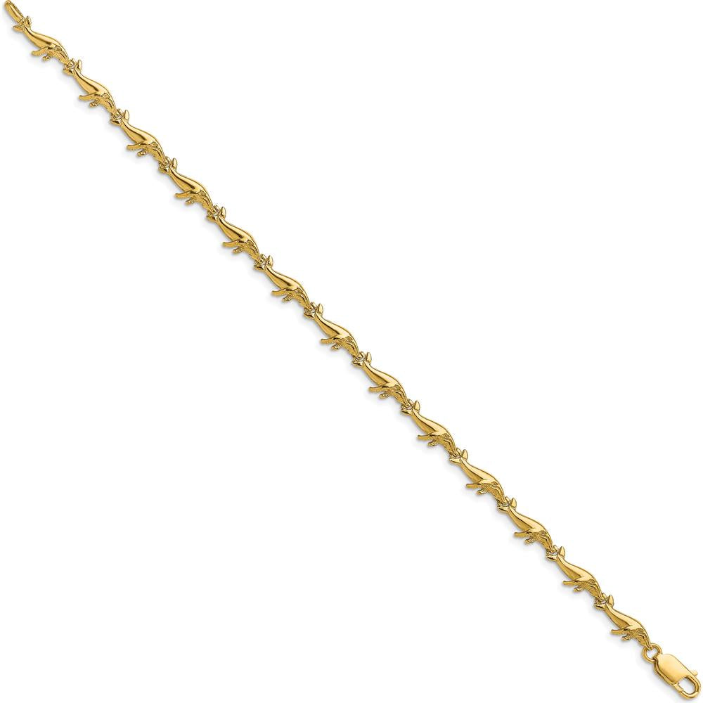 14K Yellow Gold Whale Station Bracelet - Polished Finish - 7.25" by Oro Pregiato