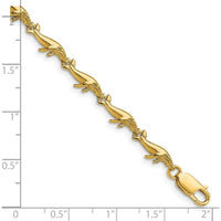 14K Yellow Gold Whale Station Bracelet - Polished Finish - 7.25" by Oro Pregiato