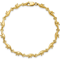 14K Yellow Gold Whale Station Bracelet - Polished Finish - 7.25" by Oro Pregiato