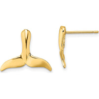 14K Yellow Gold Whale Tail Button Post Earrings by 0