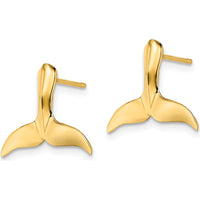 14K Yellow Gold Whale Tail Button Post Earrings by 0