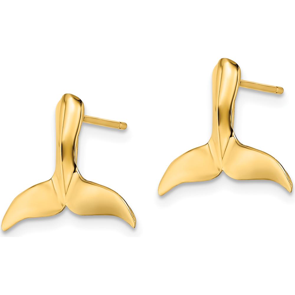 14K Yellow Gold Whale Tail Button Post Earrings by 0