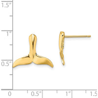 14K Yellow Gold Whale Tail Button Post Earrings by 0