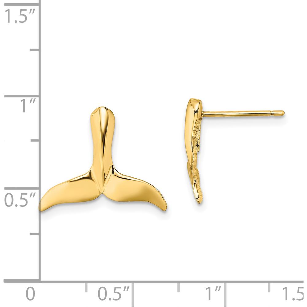 14K Yellow Gold Whale Tail Button Post Earrings by 0