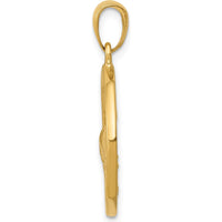 14K Yellow Gold Whale Tail in Circle Pendant with Waves by Oro Pregiato