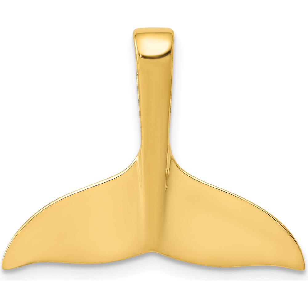 14K Yellow Gold Whale Tail Pendant - Nautical Charm Slide by Oro Pregiato