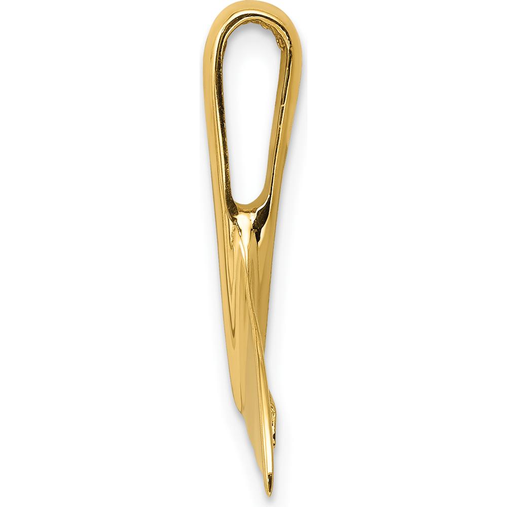 14K Yellow Gold Whale Tail Pendant - Nautical Charm Slide by Oro Pregiato