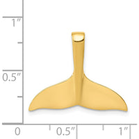 14K Yellow Gold Whale Tail Pendant - Nautical Charm Slide by Oro Pregiato