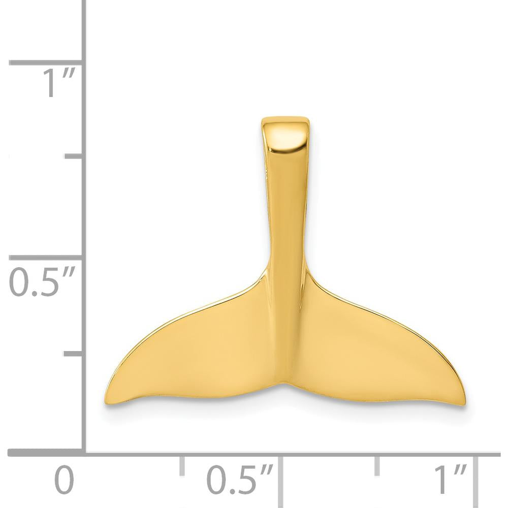14K Yellow Gold Whale Tail Pendant - Nautical Charm Slide by Oro Pregiato