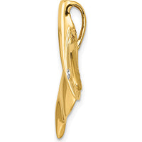 14K Yellow Gold Whale Tail Pendant with Diamond Accent - 0.04 Carat Diamond by Oro Pregiato