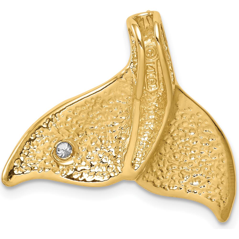 14K Yellow Gold Whale Tail Pendant with Diamond Accent - 0.04 Carat Diamond by Oro Pregiato