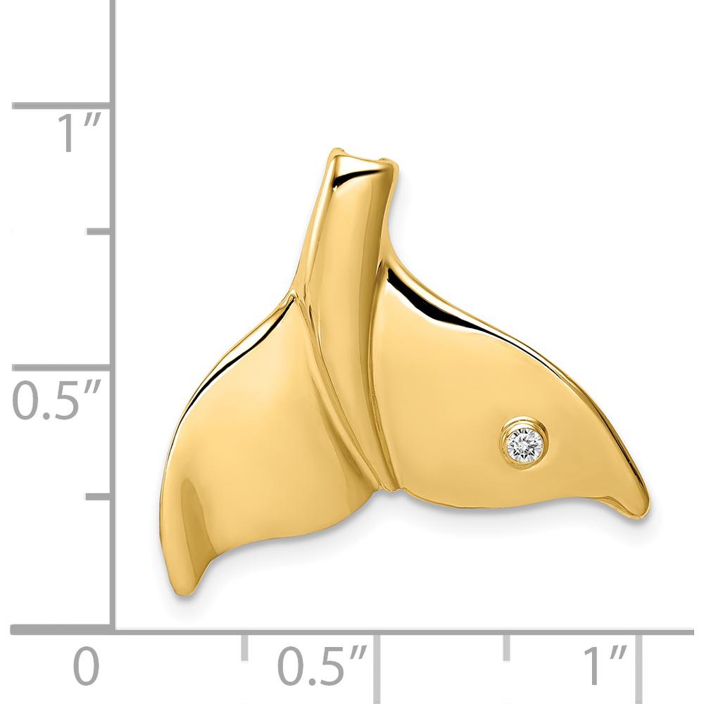 14K Yellow Gold Whale Tail Pendant with Diamond Accent - 0.04 Carat Diamond by Oro Pregiato