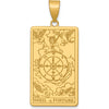 14K Yellow Gold Wheel of Fortune Tarot Card Pendant - Polished Textured Charm by Oro Pregiato