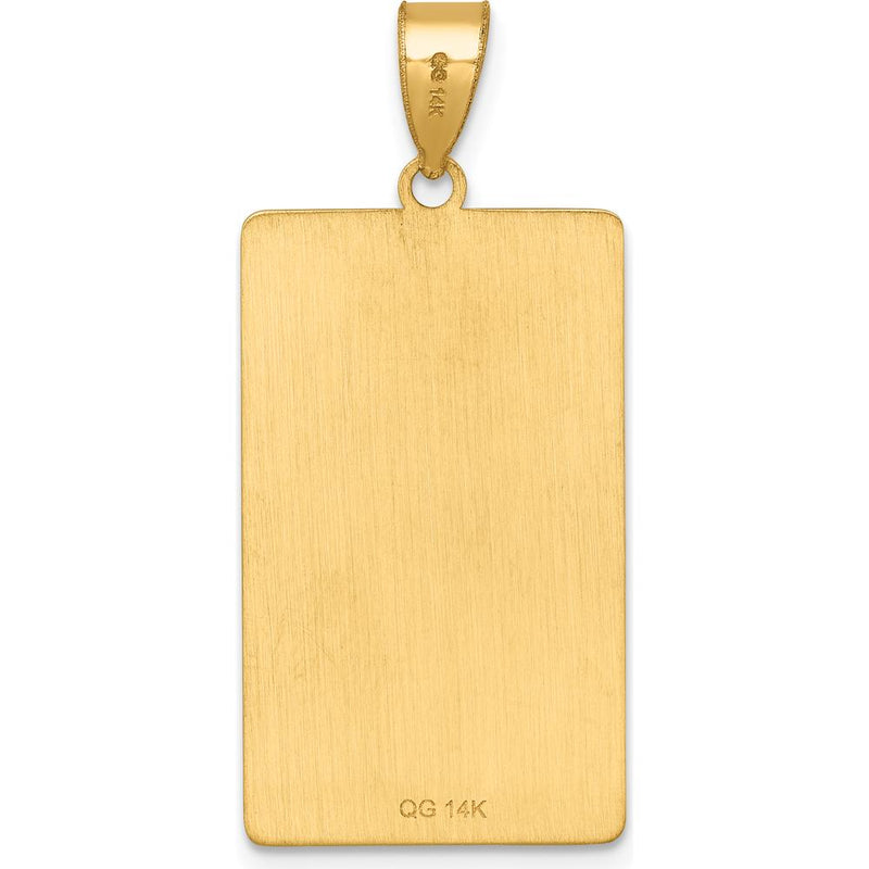 14K Yellow Gold Wheel of Fortune Tarot Card Pendant - Polished Textured Charm by Oro Pregiato