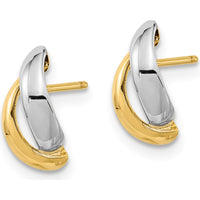 14K Yellow Gold White Rhodium Fancy Teardrop J-Hoop Earrings by Oro Pregiato