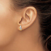 14K Yellow Gold White Rhodium Fancy Teardrop J-Hoop Earrings by Oro Pregiato