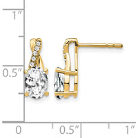 14K Yellow Gold White Topaz and Diamond Drop Earrings with Round-Cut Diamonds - 0.12 Carat Total Diamond Weight by Oro Pregiato