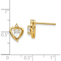 14K Yellow Gold White Topaz and Diamond Heart Earrings - 0.293 Carat Total Topaz Weight, 0.01 Carat Total Diamond Weight by Oro Pregiato
