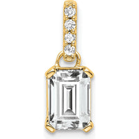 14K Yellow Gold White Topaz and Diamond Pendant with Round Diamond Accents - 0.01 Carat Diamond Weight by Oro Pregiato