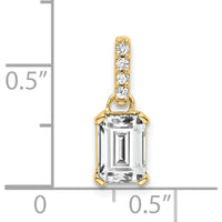14K Yellow Gold White Topaz and Diamond Pendant with Round Diamond Accents - 0.01 Carat Diamond Weight by Oro Pregiato