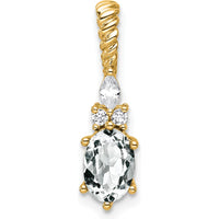 14K Yellow Gold White Topaz and Diamond Pendant with Twisted Bail - 1.45 Carat Total Gemstone Weight by Oro Pregiato