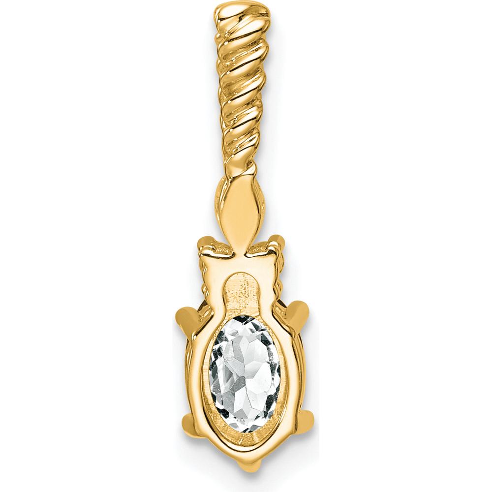 14K Yellow Gold White Topaz and Diamond Pendant with Twisted Bail - 1.45 Carat Total Gemstone Weight by Oro Pregiato