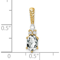 14K Yellow Gold White Topaz and Diamond Pendant with Twisted Bail - 1.45 Carat Total Gemstone Weight by Oro Pregiato