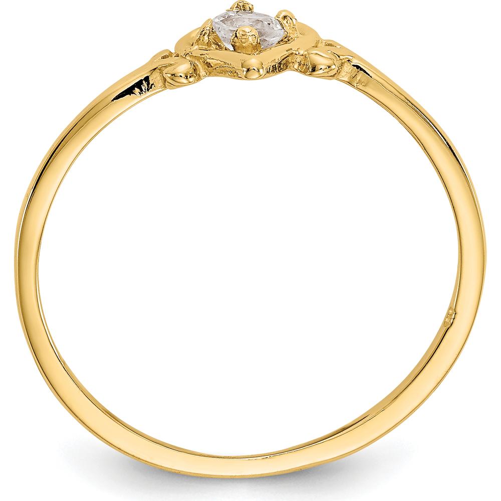 14K Yellow Gold White Topaz Heart Birthstone Ring - 0.15 Carat Total Gemstone Weight by Oro Pregiato