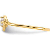 14K Yellow Gold White Topaz Heart Birthstone Ring - 0.15 Carat Total Gemstone Weight by Oro Pregiato