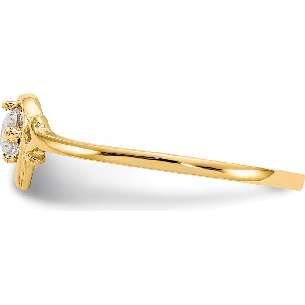 14K Yellow Gold White Topaz Heart Birthstone Ring - 0.15 Carat Total Gemstone Weight by Oro Pregiato