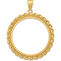 14K Yellow Gold Wide Twisted Wire Diamond-Cut Coin Bezel Pendant for 1 oz. American Eagle Coin by Numis Coin Jewelry
