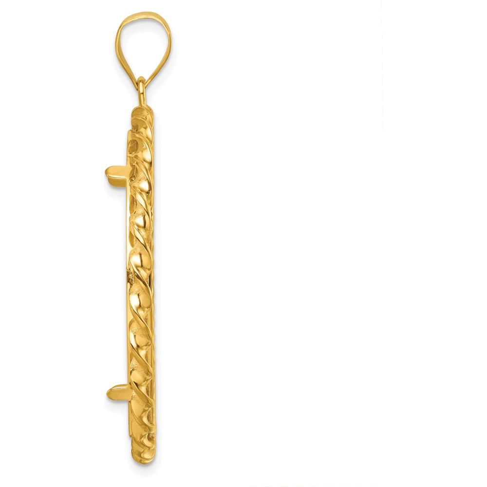 14K Yellow Gold Wide Twisted Wire Diamond-Cut Coin Bezel Pendant for 1 oz. American Eagle Coin by Numis Coin Jewelry