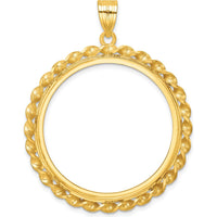 14K Yellow Gold Wide Twisted Wire Diamond-Cut Coin Bezel Pendant for 1 oz. American Eagle Coin by Numis Coin Jewelry