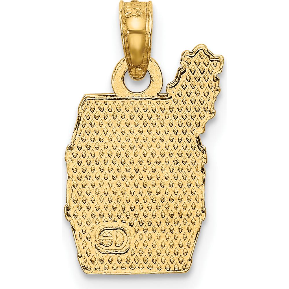 14K Yellow Gold Wine Barrel with Grapes Charm - Textured Gold Pendant by Oro Pregiato