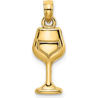 14K Yellow Gold Wine Glass Charm with Polished Finish - 14.9mm Length by Oro Pregiato