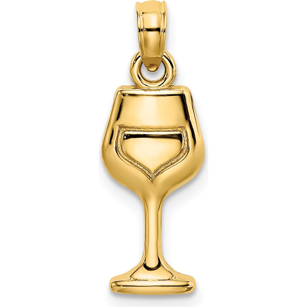 14K Yellow Gold Wine Glass Charm with Polished Finish - 14.9mm Length by Oro Pregiato
