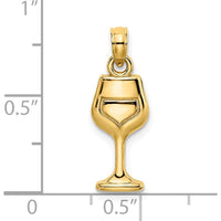 14K Yellow Gold Wine Glass Charm with Polished Finish - 14.9mm Length by Oro Pregiato