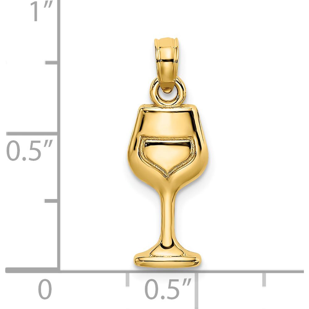 14K Yellow Gold Wine Glass Charm with Polished Finish - 14.9mm Length by Oro Pregiato